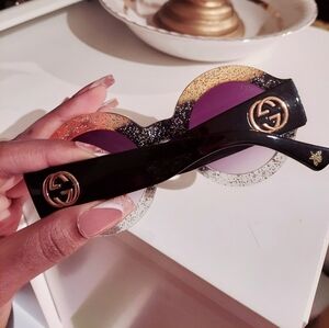 Round ombre glitter sunglasses